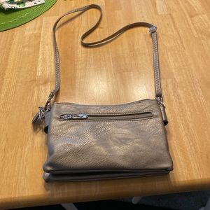 Cross body bag 6 x 8. 3/4 silver grey color